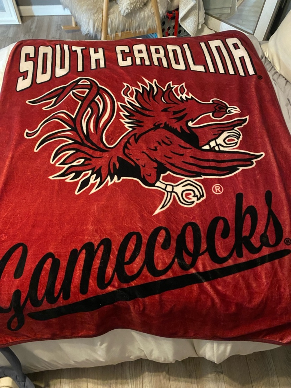 South Carolina Gamecocks Plush Team Blanket - Red and Black